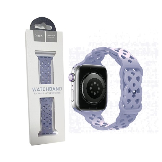 Hoco Silicone Hollow Bracelet WA09 for iWatch (42/44/45/49mm) Lavender Gray